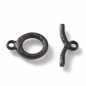 Black Stainless Toggle Clasp, Rustic Textured Design, Hypoallergenic, Non Tarnish, Lot Size 2 to 5, #1204 B