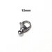 15mm Stainless Steel Lobster Clasp, 15x9x4mm, Stainless Steel Necklace Bracelet Clasps, Hypoallergenic, Non-Tarnish, Lot Size 5 to 25, #1335 