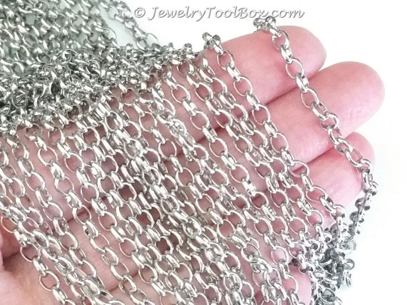 Stainless Steel Jewelry Chain, Soldered Closed Links, Rolo Style, Jewelry  Making Supplies, 3x4mm, Lot Size 2 to 10 Feet, 1920 