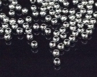 3mm Round Stainless Steel Beads, 1mm Hole, Hypoallergenic, Non Tarnish, 200 to 1000 Beads, #1516