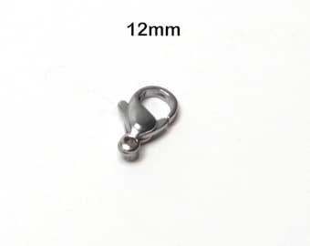Lobster Clasps, 12mm x8x4, Stainless Steel, Necklace, Bracelet Making Supplies, Non-Tarnish, Hypoallergenic, Lot Size 15 to 25, #1332