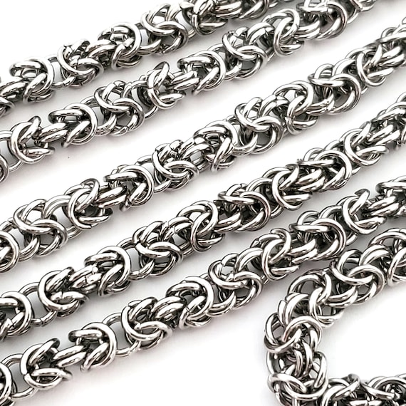 6mm Byzantine Chain Stainless Steel, 36 Inches, Open Links, 6mm