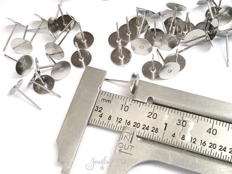 Stainless Ear Stud Finding, 12x8mm, 0.6mm Pin, Lot Size 50 Pieces, 1340 image 3