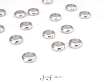 Bead Links, Stainless Steel Big Hole Bracelet Links, 8x2.5mm, 6mm Hole, Bead Rings, Charm Bail Links, Bead Connector,  50 Pieces, #1457