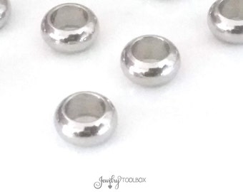 Stainless Steel Bead Links, 10x5mm, 6mm Big Hole, Bracelet Links, Charm Rings, Charm Links, Bracelet Connector, Lot Size 8 to 20, #1458