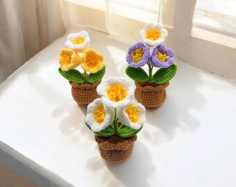 Handmade Crochet Lily of the Valley Flowerpot