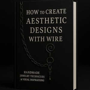 Puede incluir: Un libro negro titulado "HOW TO CREATE AESTHETIC DESIGNS WITH WIRE". La portada presenta una cadena de alambre y un diseño de joyería de alambre. El subtítulo dice "HANDMADE JEWELRY TECHNIQUES & VISUAL INSPIRATIONS."