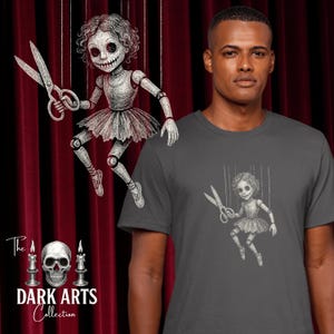 Dark Art Marionette Gothic Art Tee, Edgy Graphic T-Shirt, Dark Vintage Style Gift, Alternative Fashion Tops, Horror Inspired Apparel