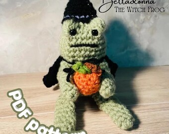 Halloween Witch Frog Crochet Pattern, Wizard Frog Tutorial (PDF File)