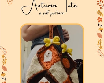 Autumn Tote Crochet Pattern, Granny Square Bag, Halloween Candy Corn (PDF Download)