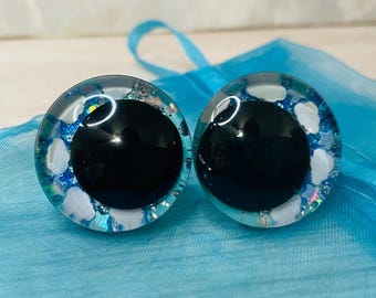 30mm Glitter Resin Eyes, Handmade Iridescent Amigurumi Plush Eyes