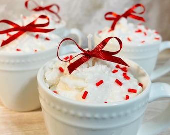 Hot Cocoa Mug Candle, Handmade Chocolate Candles, Seasonal Holiday Home Scents
