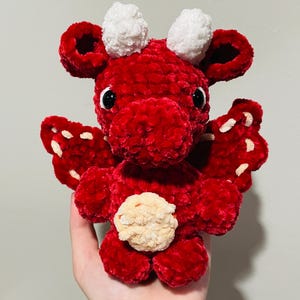 Red Dragon Plushie, Soft Chenille Stuffed Animal For Kids