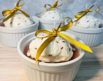 Chocolate Cake Vanilla Ice Cream Scented Candle, Ramekin Container Candles