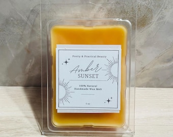 Amber Sunset Wax Melts, Golden Musk Home Fragrance, Candle Sets for Women