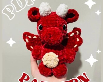 Chubby Dragon Crochet Pattern, Intermediate Amigurumi PDF, Fantasy Plush Toy