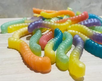 Gummy Worm Mini Soap, Citrus Scented Novelty Bath Bar, Kids Party Favor