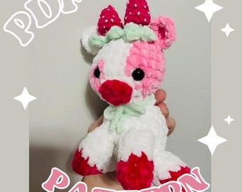 Highland Cow Crochet Pattern Beginner Friendly, Strawberry Farm Animal Amigurumi, Cow PDF