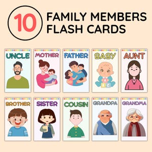 12 Familie Karteikarten, gemeinsame Familienmitglieder für Kinder, Kleinkind Lernen, Vorschule druckbar, Hausschule, Montessori, digitaler Download