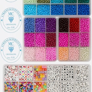 Beading Starter Kit – 4 Box Mega Jewelry Making Set with Letter & Seed Beads – DIY Bracelet Necklace Craft Kit