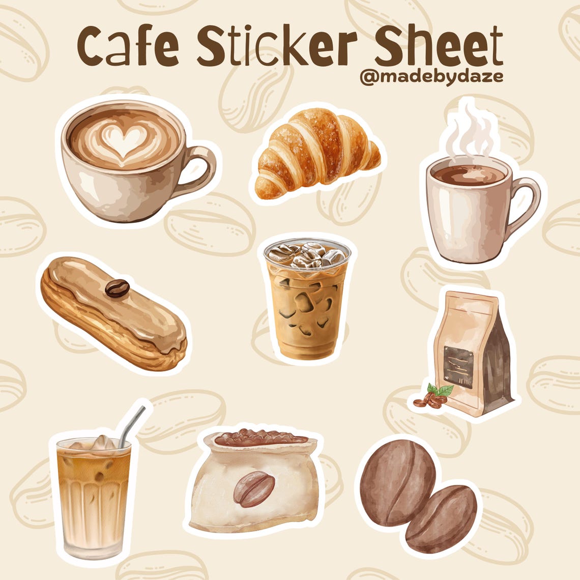 Cafe Sticker Sheet - Etsy