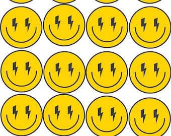 Smiley face lightning bolt Birthday party Decor: Cupcake toppers