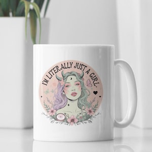 I&#39;m Literally Just a Girl Mug – Cute Feminine Coffee Cup, Whimsical Soft Girl Aesthetic Mug, Funny Pastel Gift for Her