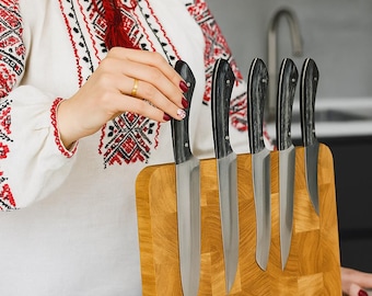 Bloque magnético de madera para cuchillos: organizador de cocina personalizado de fresno
