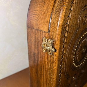 Hand-Carved Wooden Key Holder Wall Cabinet, Vintage Style Entryway Organizer, Rustic Home Decor, Solid Wood Wall Cupboard with Carvings. image 10