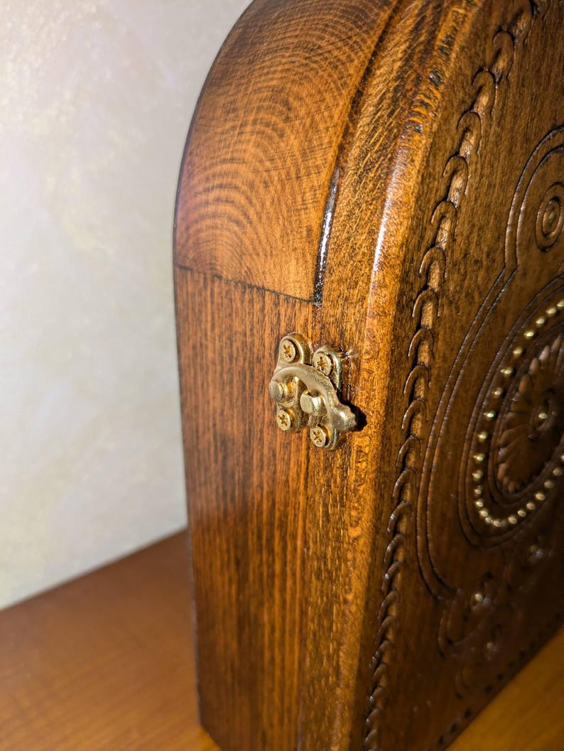 Hand-Carved Wooden Key Holder Wall Cabinet, Vintage Style Entryway Organizer, Rustic Home Decor, Solid Wood Wall Cupboard with Carvings. image 10