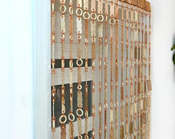 Wood Bead Doorway Hanging, Beaded Door Curtain, Wooden Bead Curtain for Doorways, Boho Wall Art, Room Divider, Hippie Home Decor.