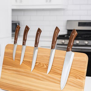 Personalized Wooden Magnetic Knife Block: Chef Gift, Kitchen Organizer