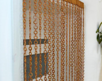 Boho Wall Art, Beaded Door Curtain, Wooden Bead Curtain for Doorways, Wood Bead Doorway Hanging, Hippie Home Decor, Housewarming Gift.