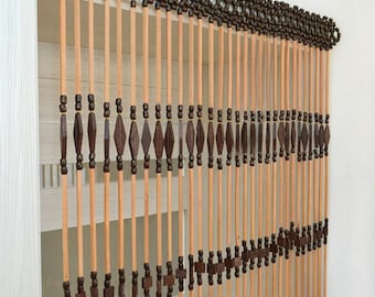 Wood Bead Doorway Hanging,Beaded Door Curtain, Wooden Bead Curtain for Doorways, Boho Wall Art, Room Divider, Hippie Home Decor.