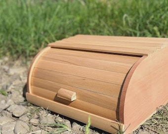 Panera rústica de estilo granja, caja de madera para la encimera de la cocina, panera con tapa enrollable, almacenamiento de madera ecológico, regalo para inauguración de casa.