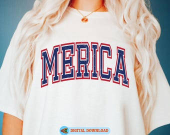 Merica 4th of July SVG: Patriotic Varsity Design (Digital Download)