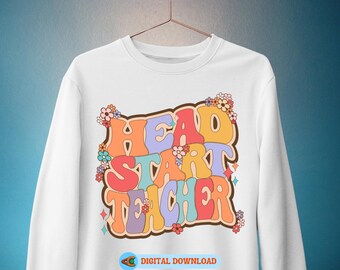 Floral Head Start Teacher PNG Bundle: Retro Back to School Design (Digital Download