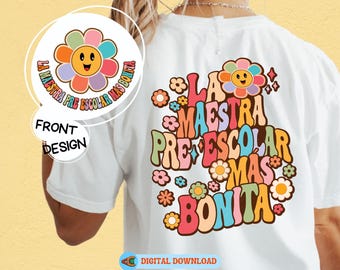La Maestra Preescolar Más Bonita Png, Maestra Png, Maestra Svg, Groovy Spanish Teacher Sublimation, Teaching Mode Popular Png,