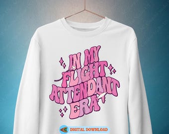 In My Flight Attendant Era SVG & PNG, Airplane Svg Gifts, Flight Attendant Svg, Flight Attendant Pocket Design, Groovy Design Bundle