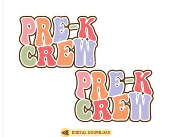 Retro Pre-K Crew SVG: Groovy Teacher Design (Digital Download)
