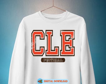CLE Football Svg Bundle, CLE Football Png, Airport Code Png, Football Png, Football Mom Svg, Orange and Brown Game Day Varsity Svg Bundle