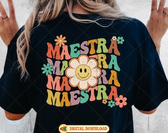 Floral Maestra SVG: Groovy Spanish Teacher Design (Digital Download)