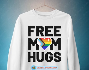 Free Mom Hugs Png, Lgbt Sublimation Design, Pride Week Design, LGBTQ Mom Png, Lgbt Pride, Lgbtq Png, Gay Pride, Mom Life Png, Png For Shirts