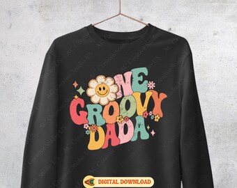 Groovy Dada Retro Floral SVG Bundle, Dad Shirt PNG (Digital Download)