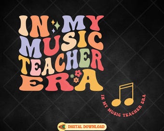 Music Teacher Era Retro Floral Design: SVG, PNG Files (Digital Download Bundle)