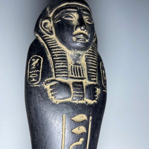 Ancient Egyptian Ushabti Statue - Black Stone Figurine with Hieroglyphs - Handmade Replica from Egypt