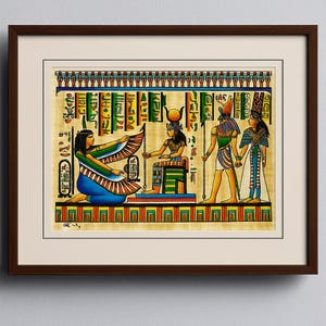 Handmade Authentic Egyptian Papyrus with Vibrant Pharaonic Hieroglyphs Art - 10x12 Inches Wall Decor