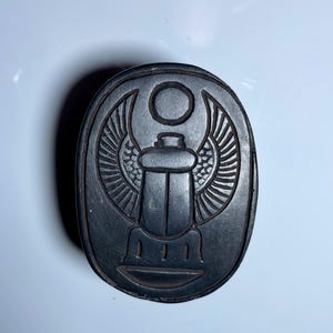Handcrafted Sacred Winged Scarab Heavy Black Egyptian Art Piece  Unique Symbol of Protection and Rebirth Made in Egypt