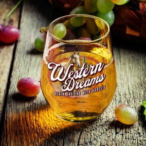 Western Dreams Whisky Glass Cowboy Lover Home Bar Rustic Decor Southwest Inspired Tumbler Western Theme Party Glassware Gift for Him