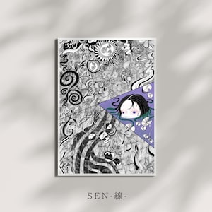 Digital line art Line art print Black and white artJapandi art